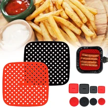 Air Fryer Liners Reusable Silicone Non-Stick Air Fryer Mat Steamer Pad Parchment Paper Replacement Easy to Clean Round/Square Air Fryer Liners Reusable Silicone Non-Stick Air Fryer Mat Steamer Pad Parchment Paper Replacement Easy to Clean Round/Square