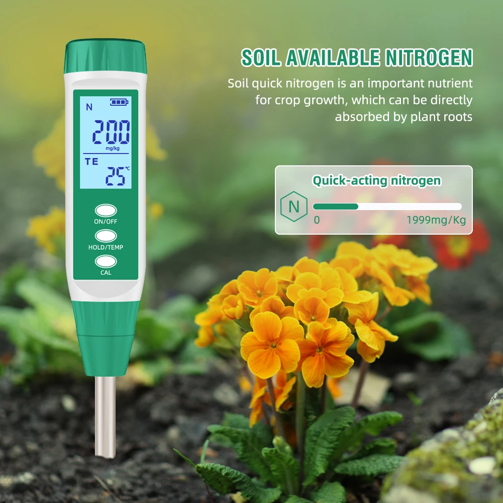 Digital Soil NPK Meter Quick-acting Nitrogen/Phosphorus/Potassium Nutrient Analyzer Fertility Tester for Gardening Agriculture