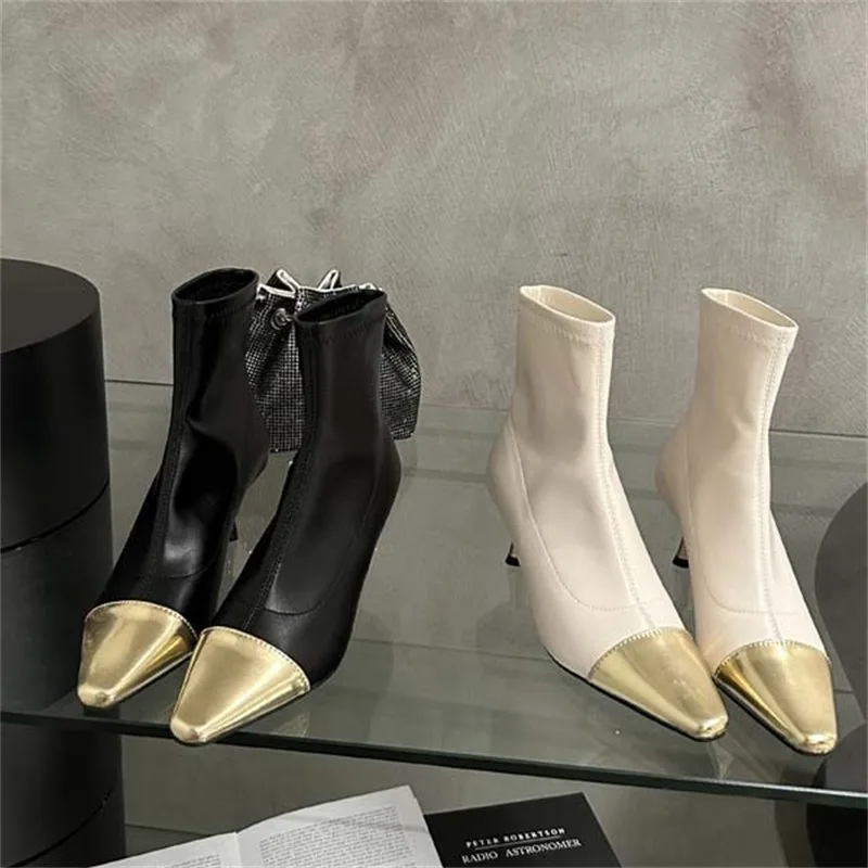 

Women's Rubber Boots Autumn Shoes Luxury Designer Boots-Women Rain High Heel Med Ladies Pointy Ankle Fashion 2023 Slip-On Rome