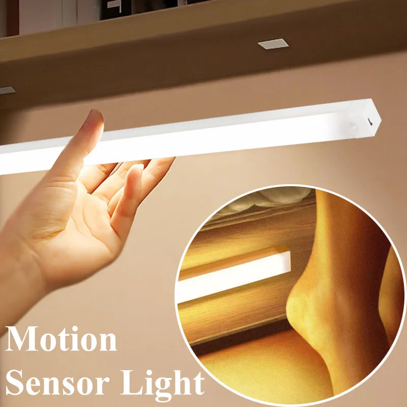 

USB Charging Led Lights PIR Motion Sensor LED Under Cabinet Lamp Night Light Stairs Closet Room Aisle Tube Bar Detector Bulb
