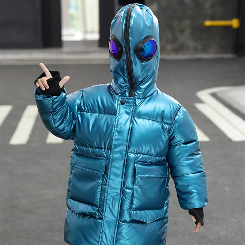 Kids Jackets Kids Cotton Clothes Boys Down Jacket Coat Overcoat Cotton Sliver Warm Plus Thicken Winter Teenager Children's Clothing