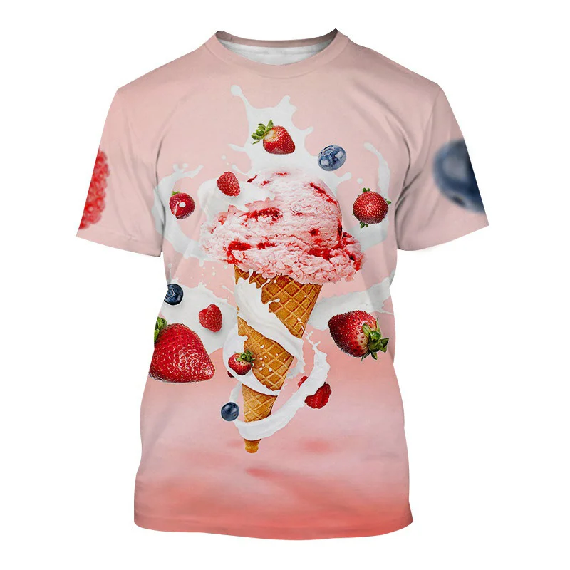 

Funny Ice Cream 3D Printing T-Shirt Casual Round Neck Men's Short Sleeve Cool Fashion T Shirt Sports Summer Top Street Tees