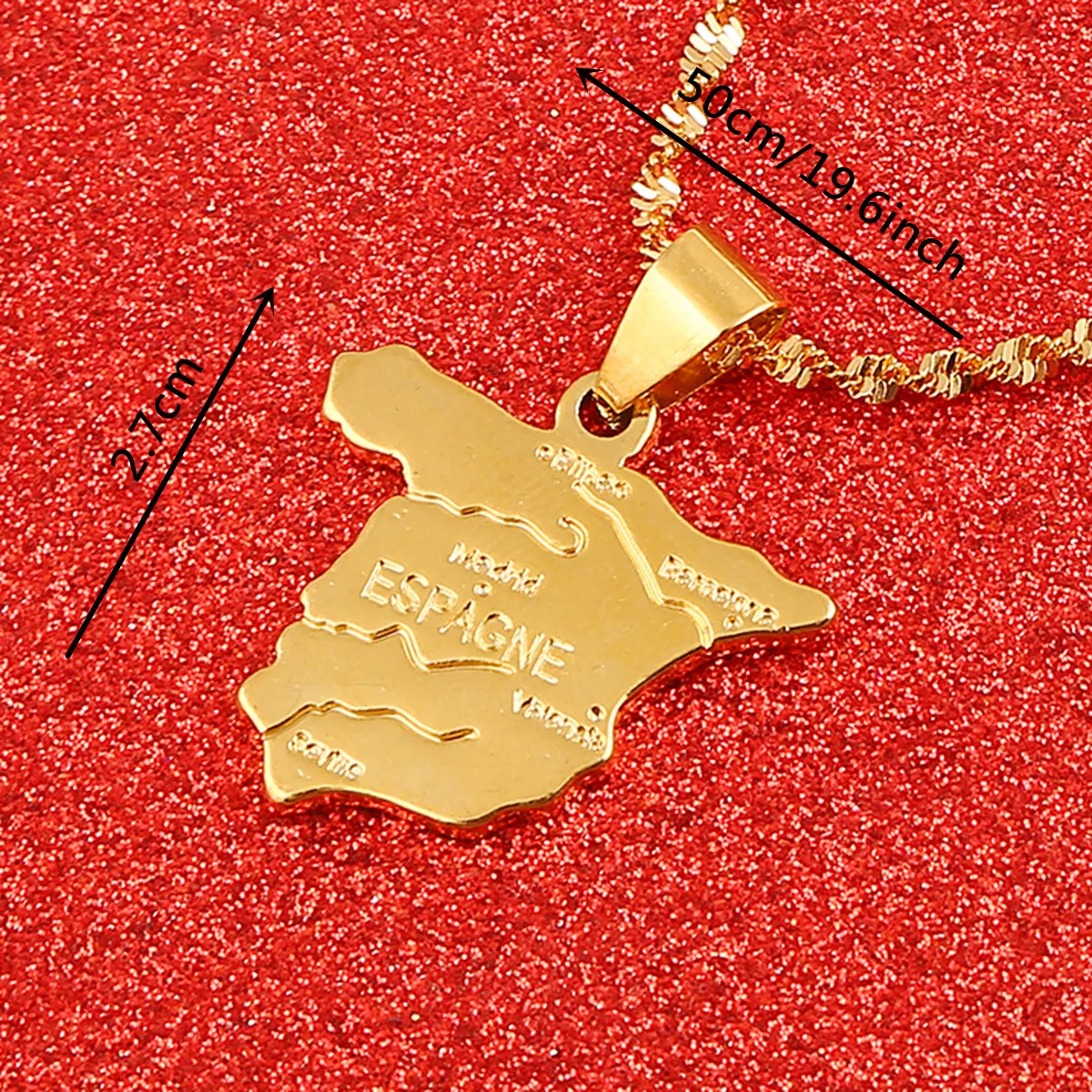 Spain Map Pendant Chain For Women Jewelry Love ESPAGNE Country Spanish 2