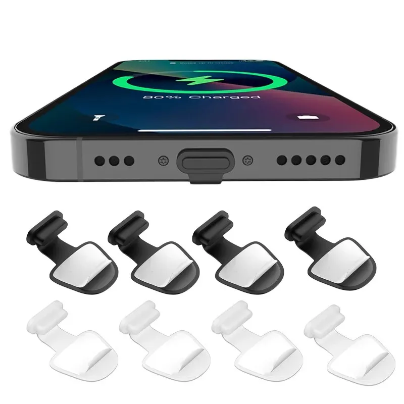 100pcs/lot Charging Port Anti-Dust Dirt Plug For iPhone 15 Pro Max Type-C Port Protector Silicone Dustplugs Cover Anti-Lost Cap