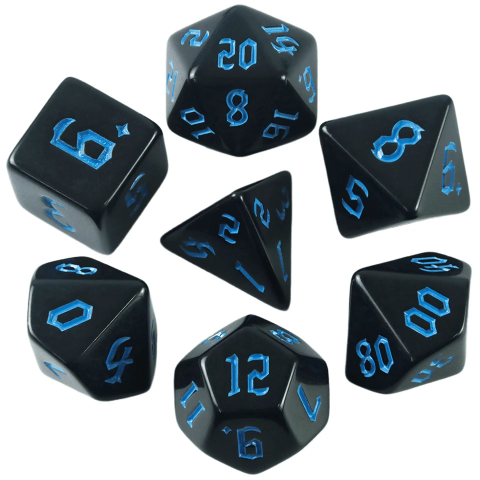 QMAY Mystery Dice, Set van 7 polyhedrale dobbelstenen, willekeurige stijl, voor Dungeons and Dragons MTG tafelspellen RPG DND D20 D12 D10 D% D8 D6 D4 (7