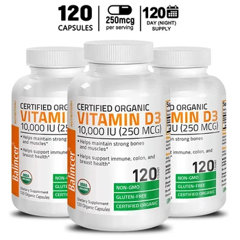 Vitamin D3 10,000iu (250 Mcg) Supplement, Immune Support, Healthy Muscle Function and Bone Health - Non-GMO, 30/60/120 Capsules