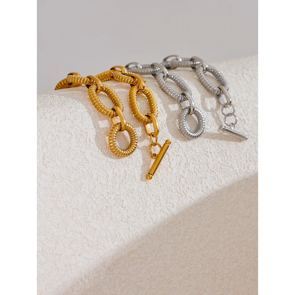 Yhpup Bracelet Chain Stainless Steel Oval 316L Jewelry