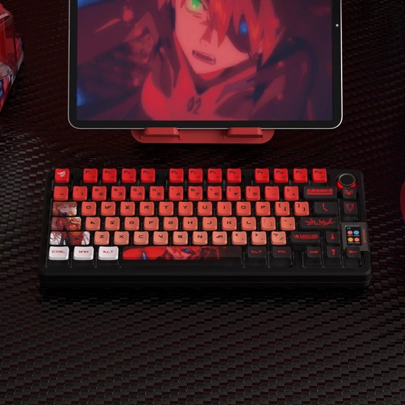 Asuka Desenhos Animados Keycaps Pbt Dye Sub Pudim Perfil Oem Keycaps Translúcidos Retroiluminados para Rainy75 Sugar65 Hi75 Hi8 Lucky65 - Imagem 6