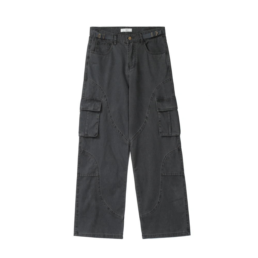 Wide Leg Men Cargo Pants Fashion Trousers Sweatpants Multi-pocket Casual Designer Special Sewing Streetwear