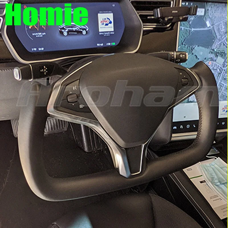 Yoke Steering Wheel Full Leather High Quality Customized For Tesla Model S Model X 2019 2020