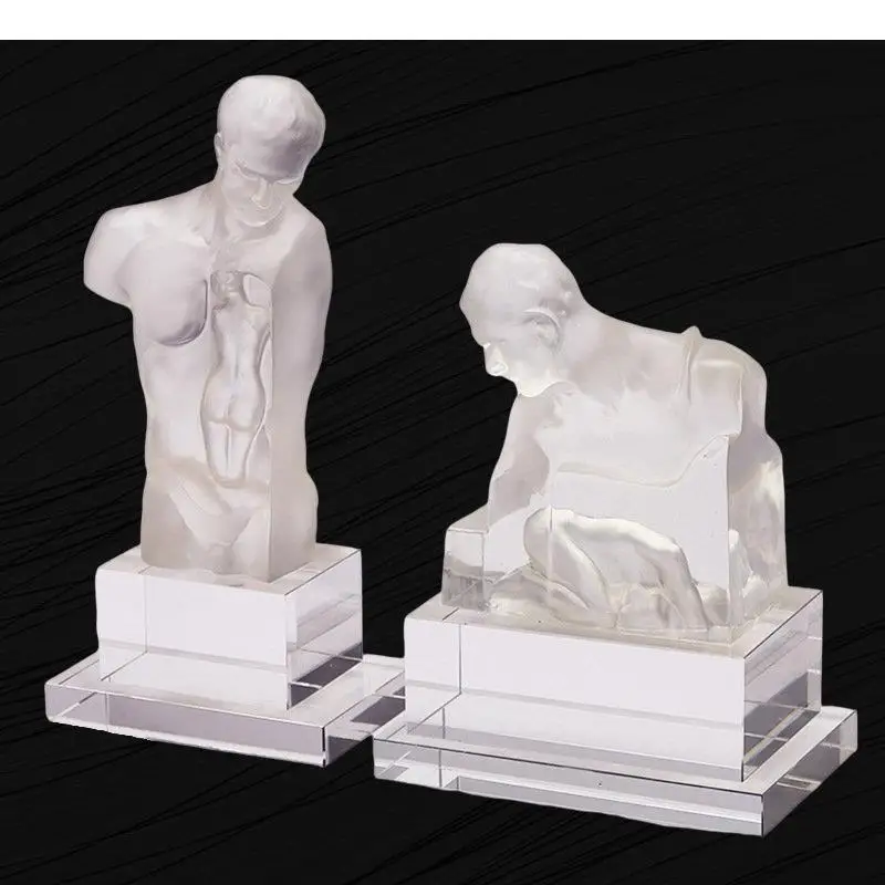 

Transparent Character Resins Statue Desk Decoration Crystal Base Figure Sculpture Living Room Furnishings Modern Home Decor