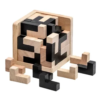 3D Cube Puzzle Luban Interlocking Creative Educational Wooden Toy Brain IQ Mind Early Learning Game Gift for Children Letter 54T 1