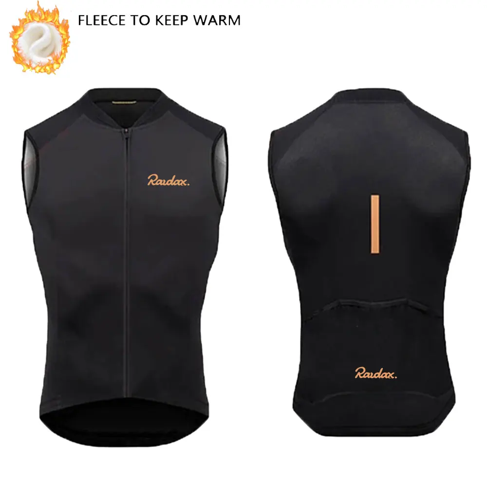 Winter Warm Fleece Cycling Vests New Raudax Team Winter Sleeveless Cycling Vest Men's Road Bike Tops Warm Jersey