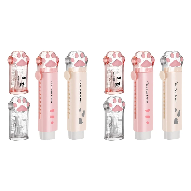 

8 Pcs Cute Cat Paw Pencil Sharpener And Cat Paw Shaped Retractable Eraser Kawaii Pencil Sharpener Cat School Supplies