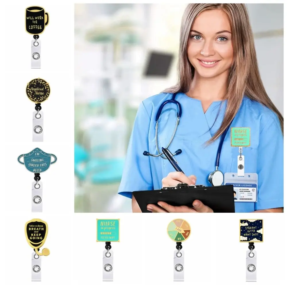 

Letter Nurses Badge Reels Kawaii Nurse Badge Holder PVC Work Card Clip Chest Card Work Card Clip ID Card Clips Students