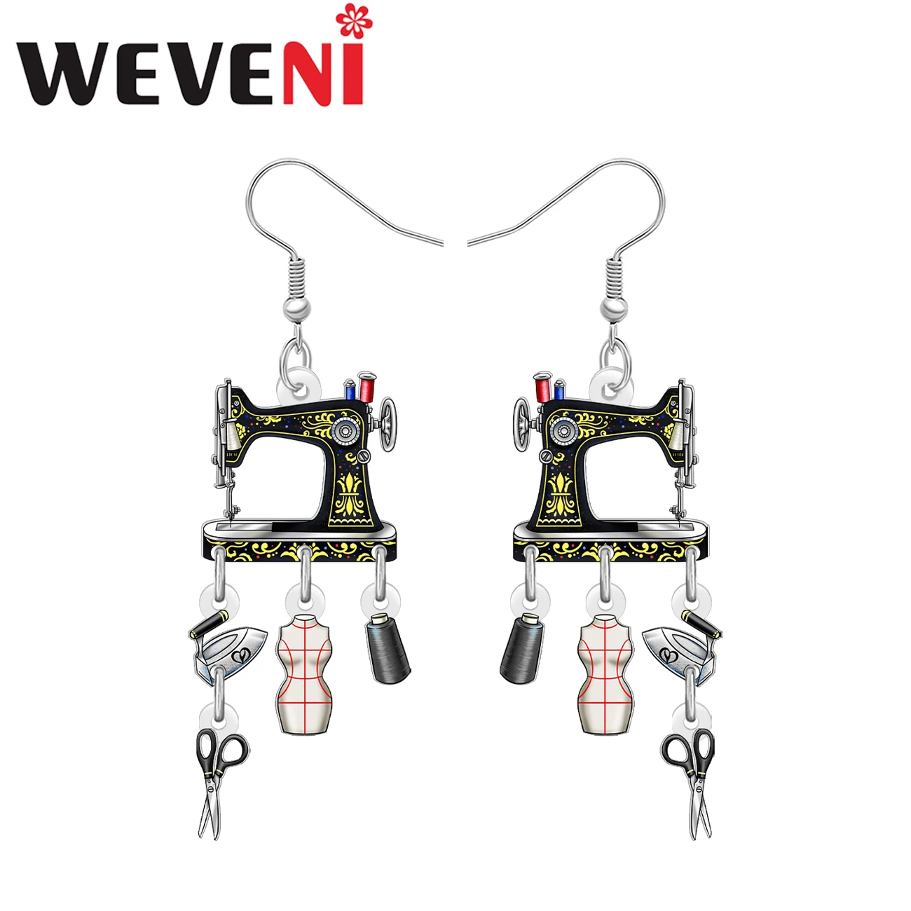 WEVENI Orecchini Pendenti A Macchina Da Cucire - Gioielli Acrilici Per Cucito Creativo, Regalo Per Sarte