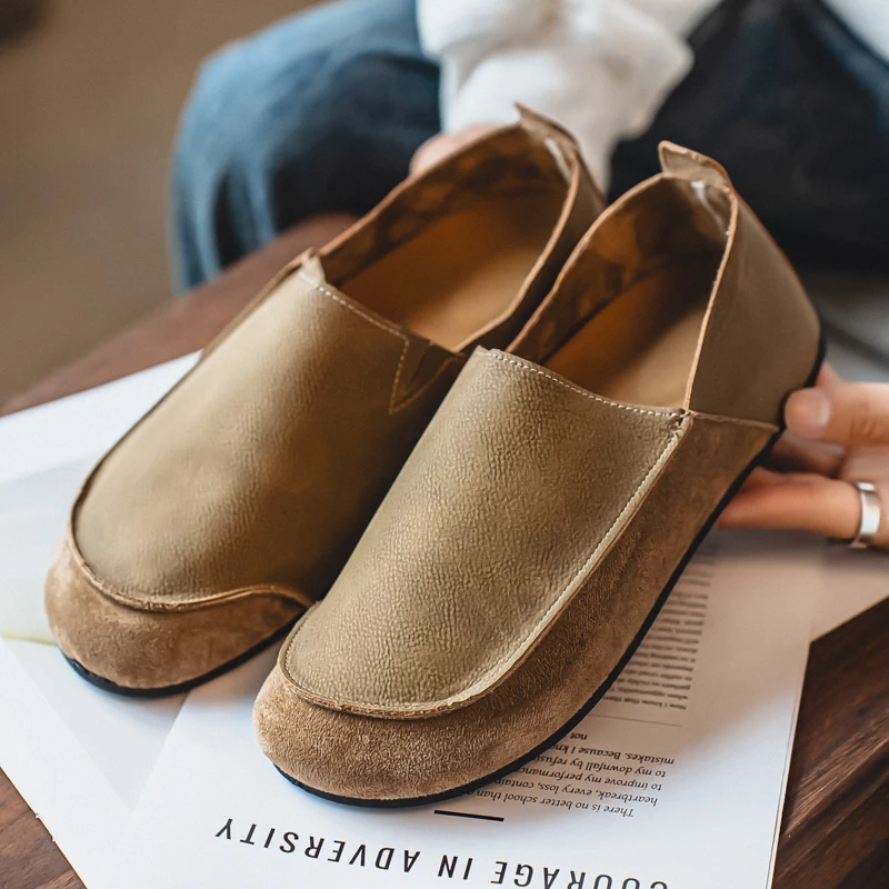 Man Loafers Outdoor Walking Fashion Mens Casual Shoes Soft Leather Comfort Half Slippers Breathable Lazy Driving Shoes Moccasins - 3