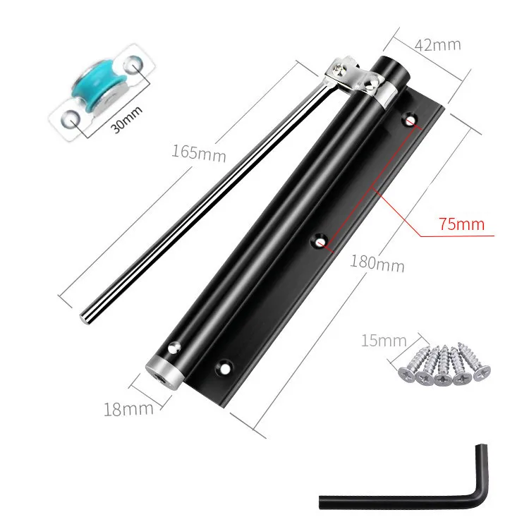 Door closer aluminum alloy upgrade pulley mute door closer adjustable force automatic door closing device smooth silent use for types doors