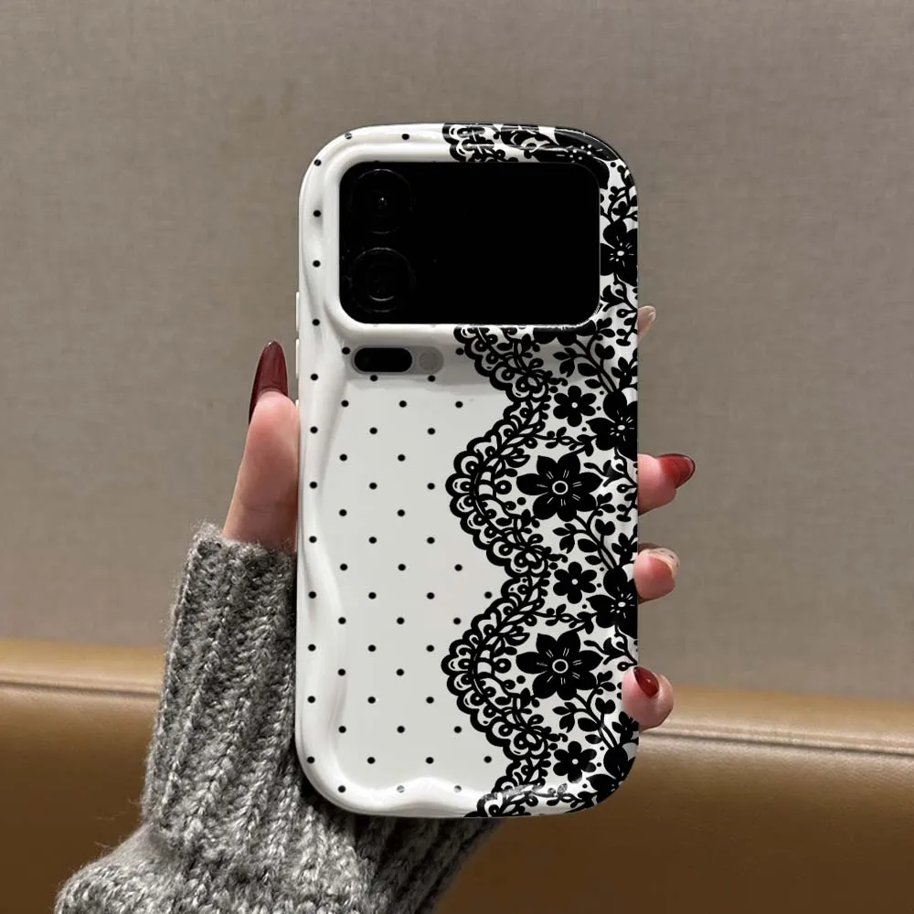 Luxurious Polka Dot Lace Print Phone Case - Soft Wave Oil Cover