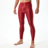 Glossy Leggings Mens Semi-through Sports Skinny Pants for Exercise Running Fitness Yoga Workout Swimming Solid Color Trouser 5