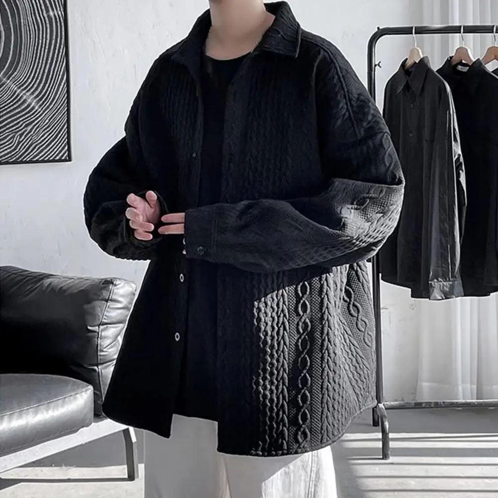 

Men Jacket Fashion Pattern Solid Color Single-breasted Men Coat Spring Autumn Loose Japanese Style Teens Shirt Coat Streetwear