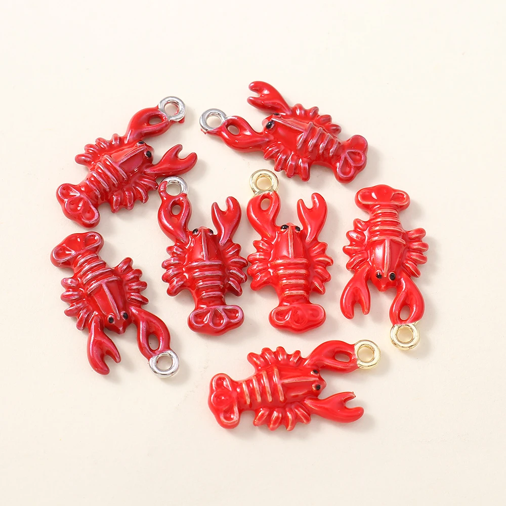 5개입 11*22mm 바다 동물 귀여운 바닷가재 참 펜던트 귀걸이 DIY 목걸이 수제 보석 공예