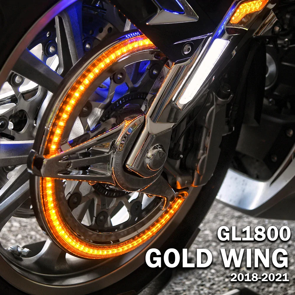 

For Honda GOLDWING GL1800 F6B 2018-2021 LED Fork Mounted NAV Lights Rotor Covers Disc Light Hub Lights GOLD WING Tour DCT Airbag