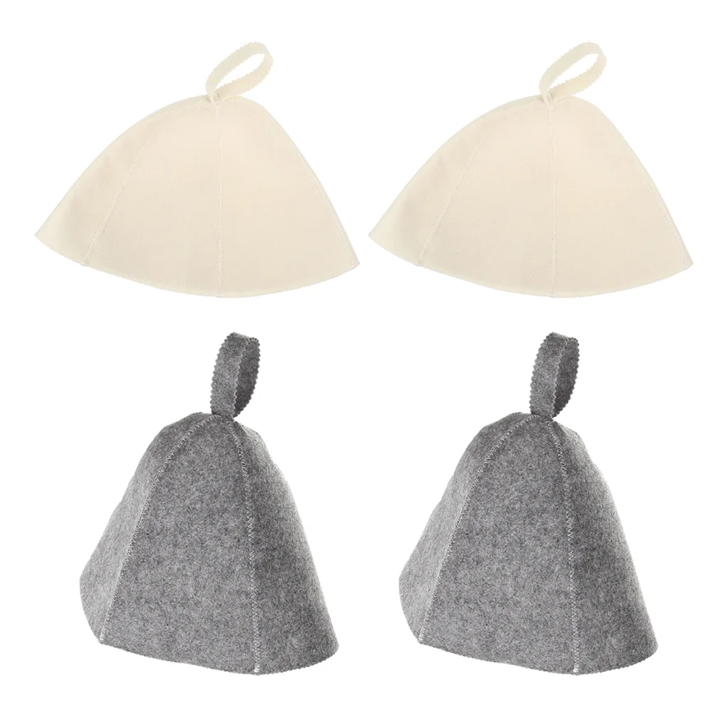 

4 Pcs Felt Shower Cap Caps Supple Sauna Hat Bathing Stylish Spa Lightweight Hair Protecting Hats Miss Man Thickened Supplies