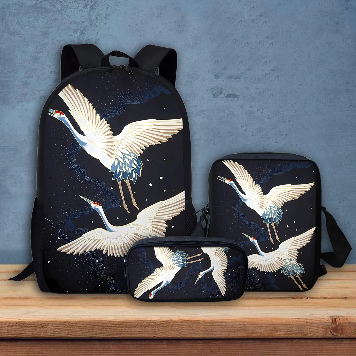 

3 шт./комплект, Детская сумка с принтом журавля