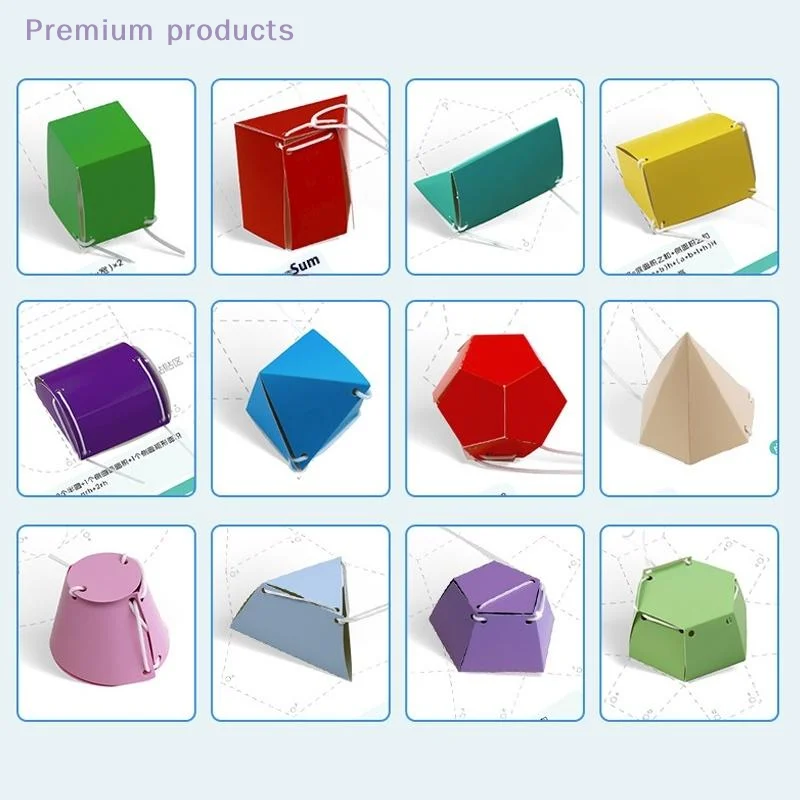 1set For Teach Volume Surfaces Area Drafting Kids Ages 5-12 Families Geometry Book Pull String 3D Geometry Learning Book Toy - 4