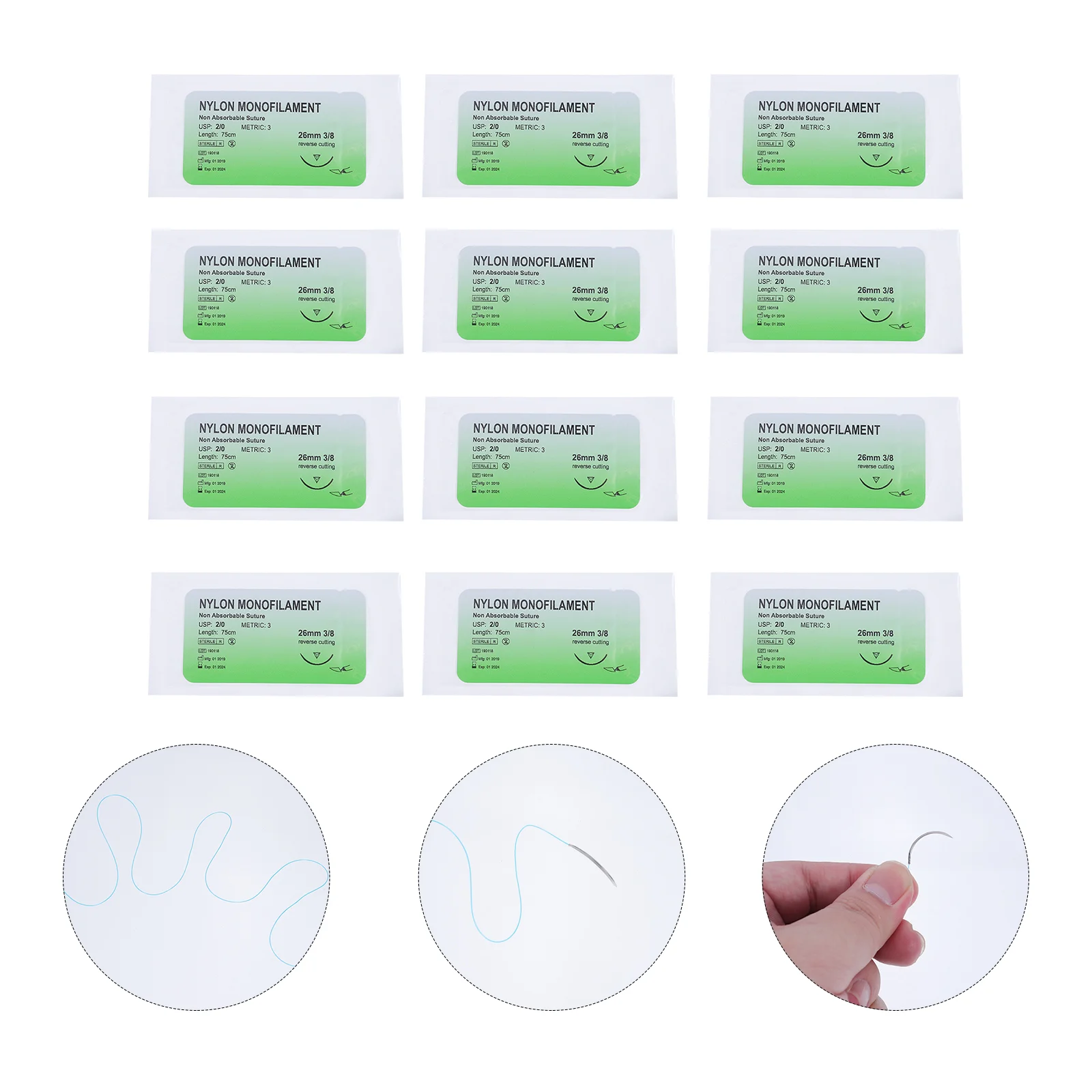 

12 Pcs Suture Needle Threads with Monofilament Kit Practice Suturing Device Suite