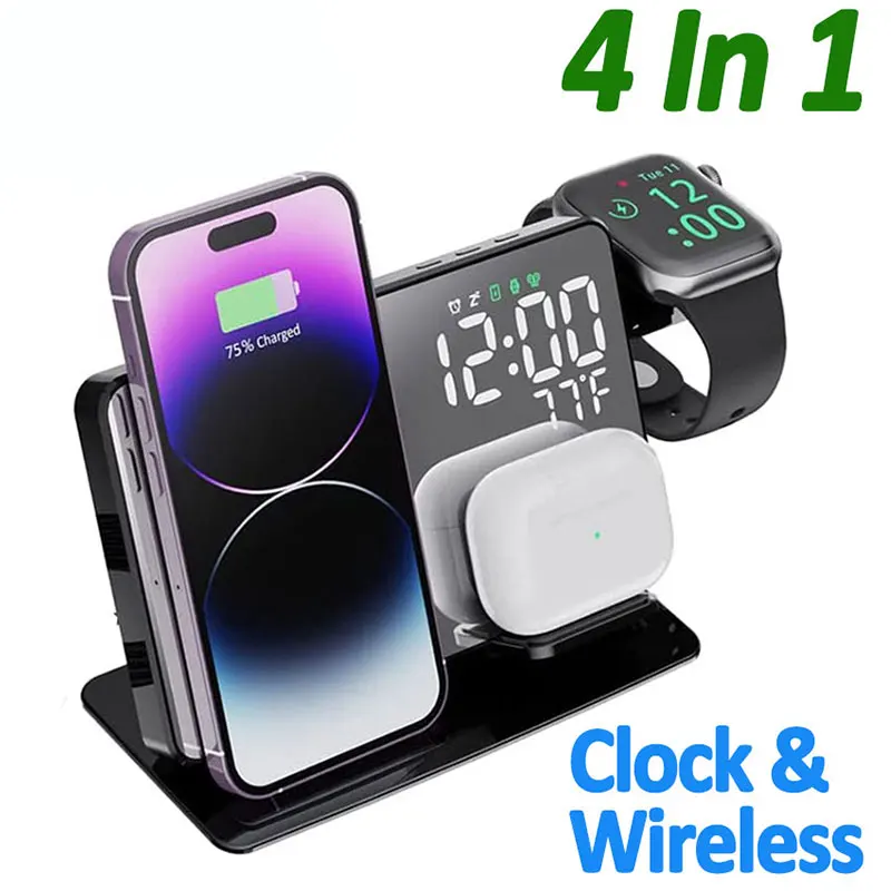 15WWirelessChargersStand4In1LEDDigitalAlarmClockFastCharging