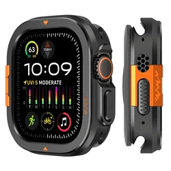 Sleek Aluminum Frame Metal Case for Apple Watch - Durable Hard Bumper Protector (Black)