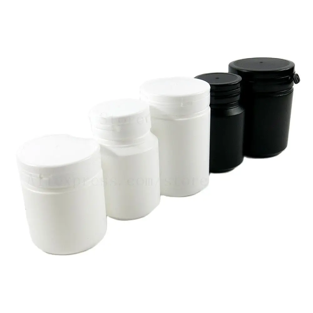 플라스틱 화이트 블랙 의료용 알약 병, 캡슐 포장 용기, 탬퍼 씰 포함, 30x100ml, 150ml, 200ml