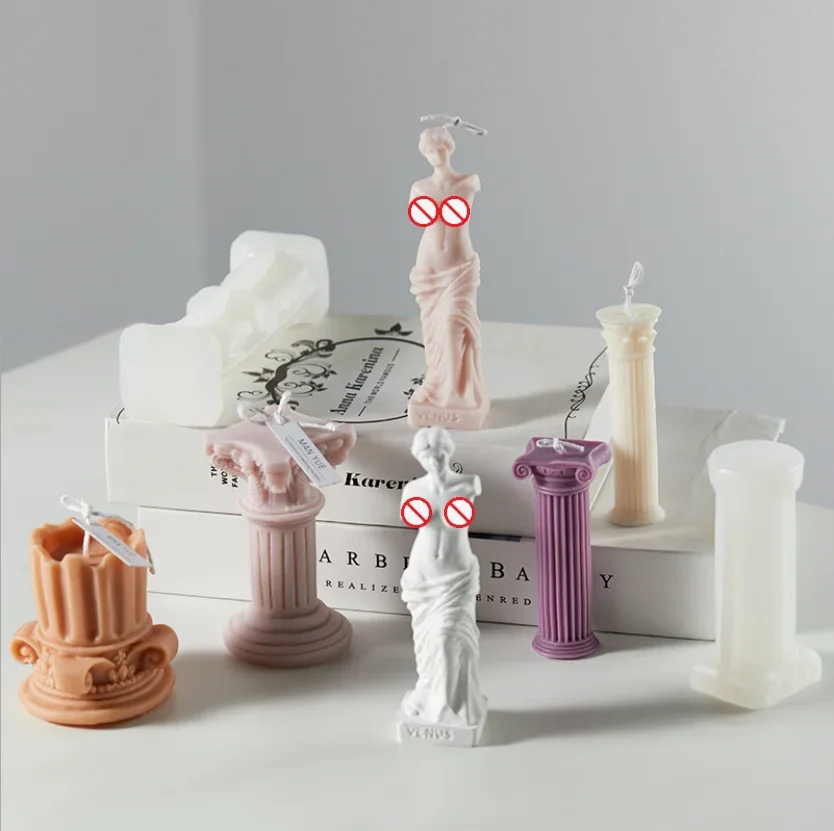 3D Roman Column Venus Shape Silicone Candle Mold DIY
