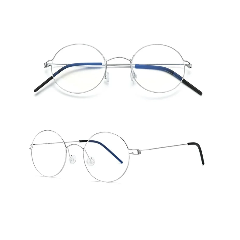 Monturas de gafas para hombre y mujer, lentes sin tornillo con borde de de aire, redondas, cuadradas, ovaladas, marca de dinamarca, diseño coreano,
