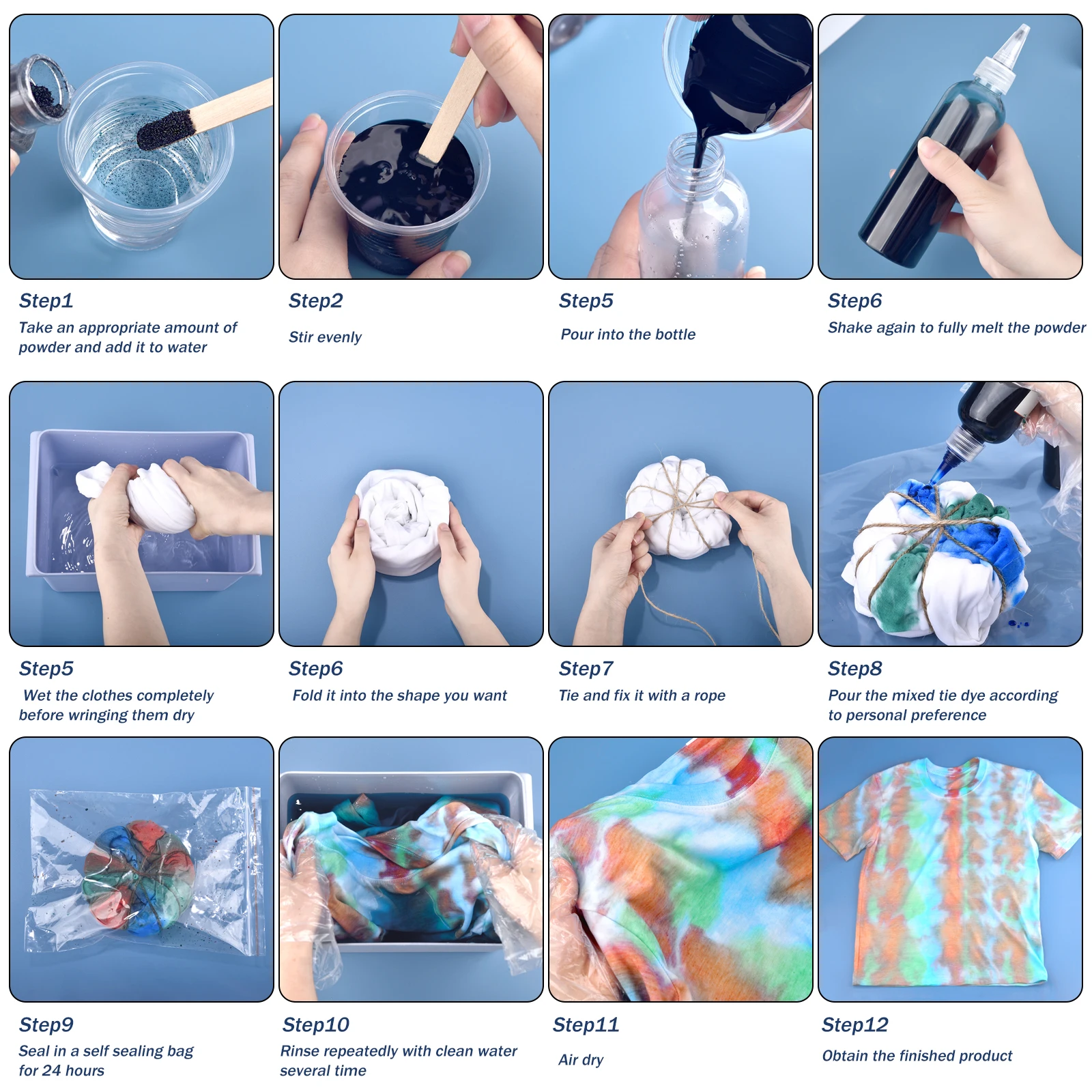 50ml 섬유 염료 파우더 의류 복원 염색 리노베이션 린넨 청바지 면 청바지 타이 염색 DIY