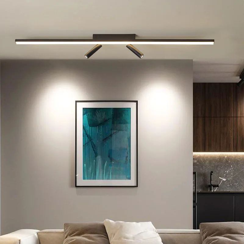 Nordic Led Ceiling Lamp Living Dining Room Bedroom Closets Kitchen Aisle Strip Track Spotlight Background Lighting Fixture