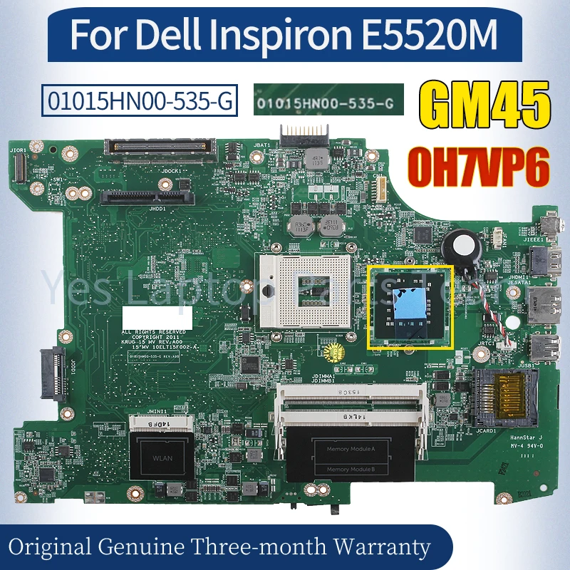 

Материнская плата для ноутбука Dell Inspiron E5520M 01015HN00-535-G, модель GM45 100%, протестированная материнская плата для ноутбука