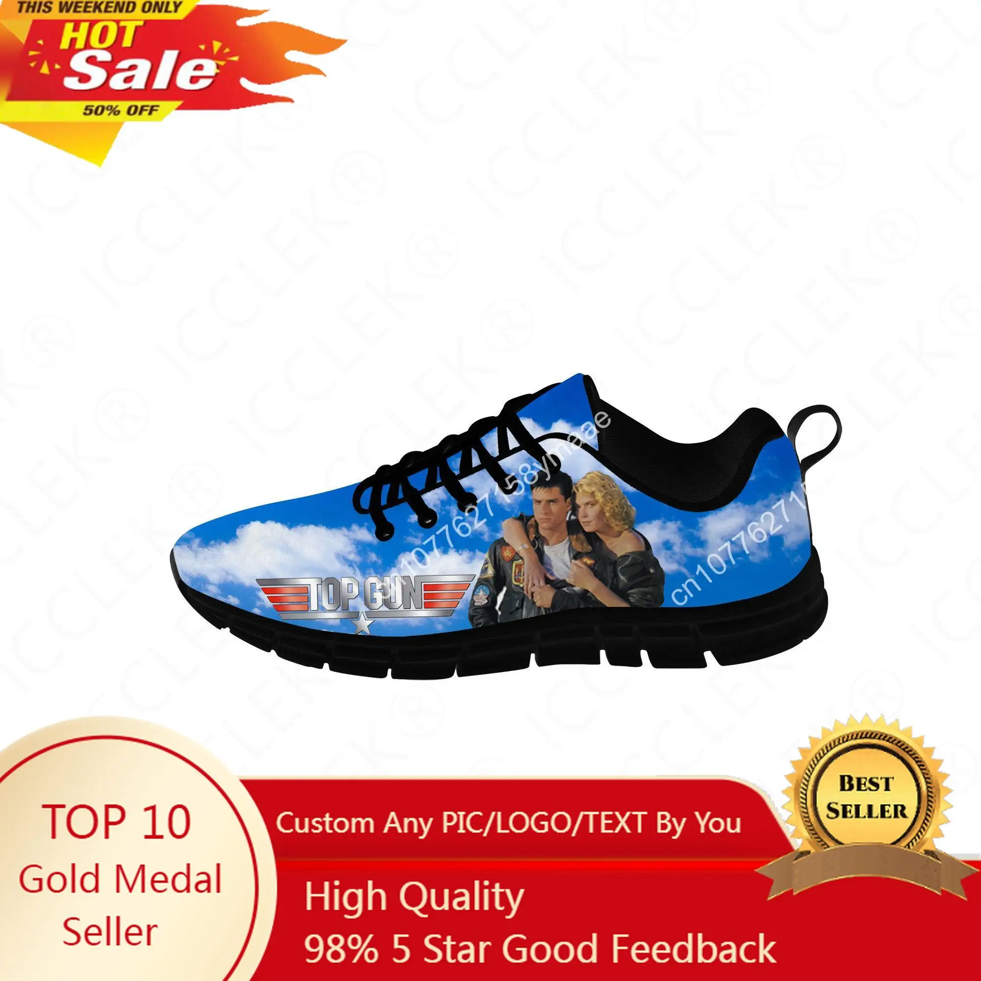 Top Gun Maverick Low Top Sneakers Mens Womens Teenager Casual Shoes Canvas Running Shoes 3D Print Breathable Lightweight shoe