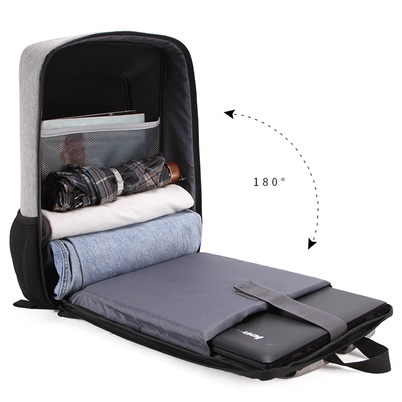 Men's Reflective Strip Multifunctional Backpack USB Charging Large Capacity 15.6 Inch Laptop Travel Bag Black Business Backpack