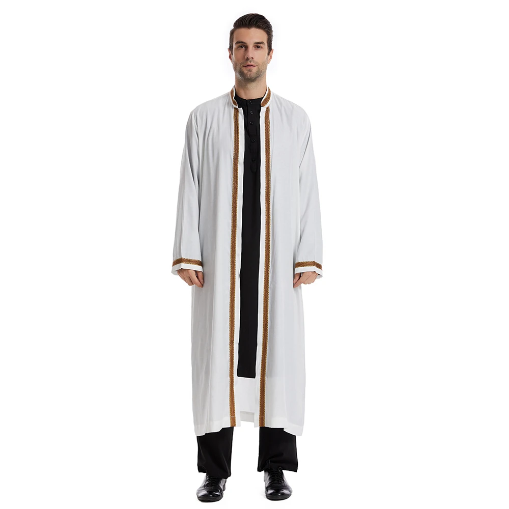 Muslim Men Jubba Thobe Traditional Islam Clothing Ramadan Kaftan Robe Saudi Open Abaya Caftan Jubah Dubai Arab Dress Middle East