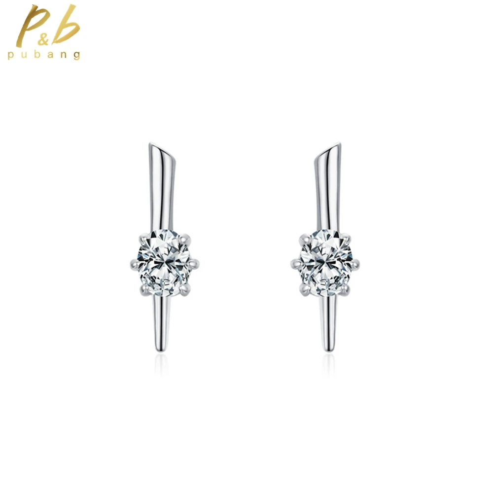 

PuBang Fine Jewelry 925 Sterling Silver18K White Gold Oval High Carbon Diamond Stud Earrings for Women Party Gifts Drop Shipping