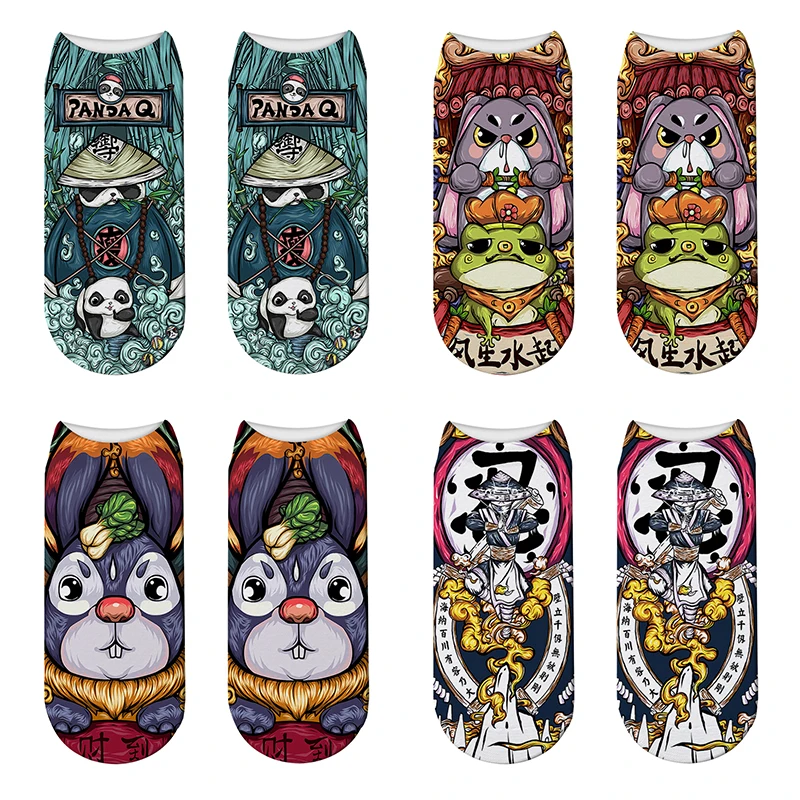 

Cartoon Panda Printed Short Socks Women Fashion Harajuku Cute Funny Low Cut Socks Japanese Style Ninja Novelty Socks For Unisex