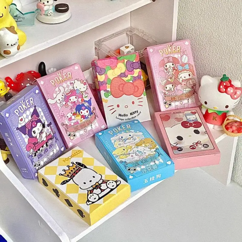 

10Cm Sanrios Cartoon Kawaii My Melody Hello Kittys Kuromi Cinnamoroll Pom Pom Purins Cute Limited Edition Playing Cards