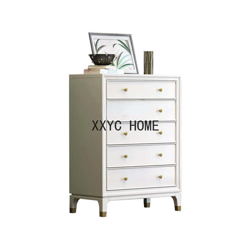 

American-Style Chest of Drawers Light Luxury Solid Wood Chest of Drawers Living Room Cabinet Bedroom Storage Cabinet Locker