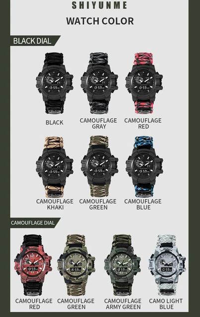 SHIYUNME reloj militar de camuflaje para hombre, reloj Digital LED de  estilo G, resistente al agua, multifuncional, para deportes de  supervivencia al aire libre - AliExpress