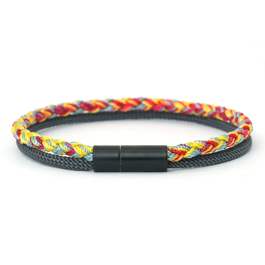 Noter Bohemia-Schnur-Armband für Männer, Klasse A, ethnisches Drachen-Skala-Seil, 5 Farben erhältlich, zweilagiges Street-Freizeit-Zubehör – Detail 11