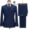 Cenne Des Graoom 2023 Blue Pinstriped Suits for Men Right Side Button Peak Lapel Jacket Pants 2 Pcs Slim Fit Groomsman Wedding 1
