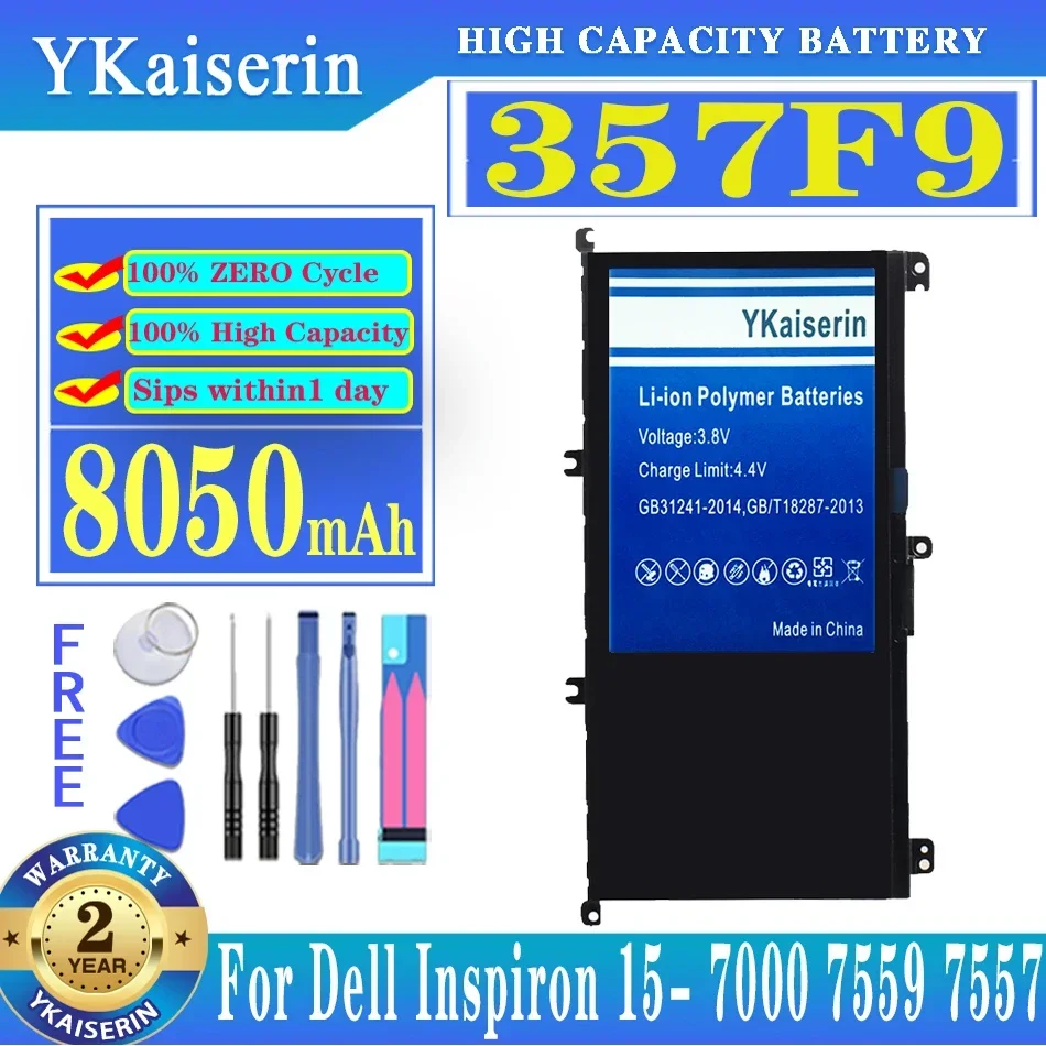 

Аккумулятор ykaisin 357F9 для ноутбука Dell Inspiron 15 7559 7000 7557 7567 7566 5576 P57F P65F INS15PD-1548B + Инструменты